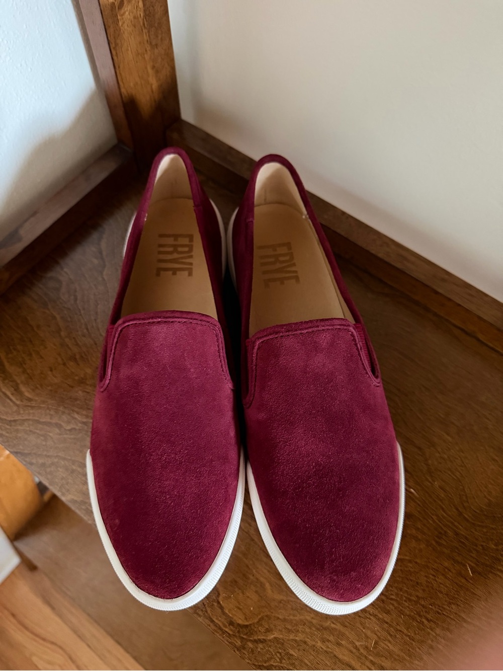 Frye Mia Flat Wine Suede Slip-On Loafers